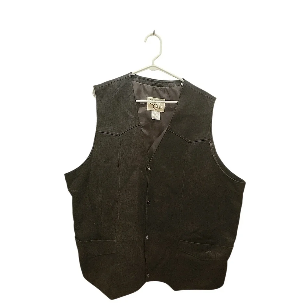 Cripple Creek Mens Vest 4XL Genuine Leather Western Cowboy Brown New W/O Tags